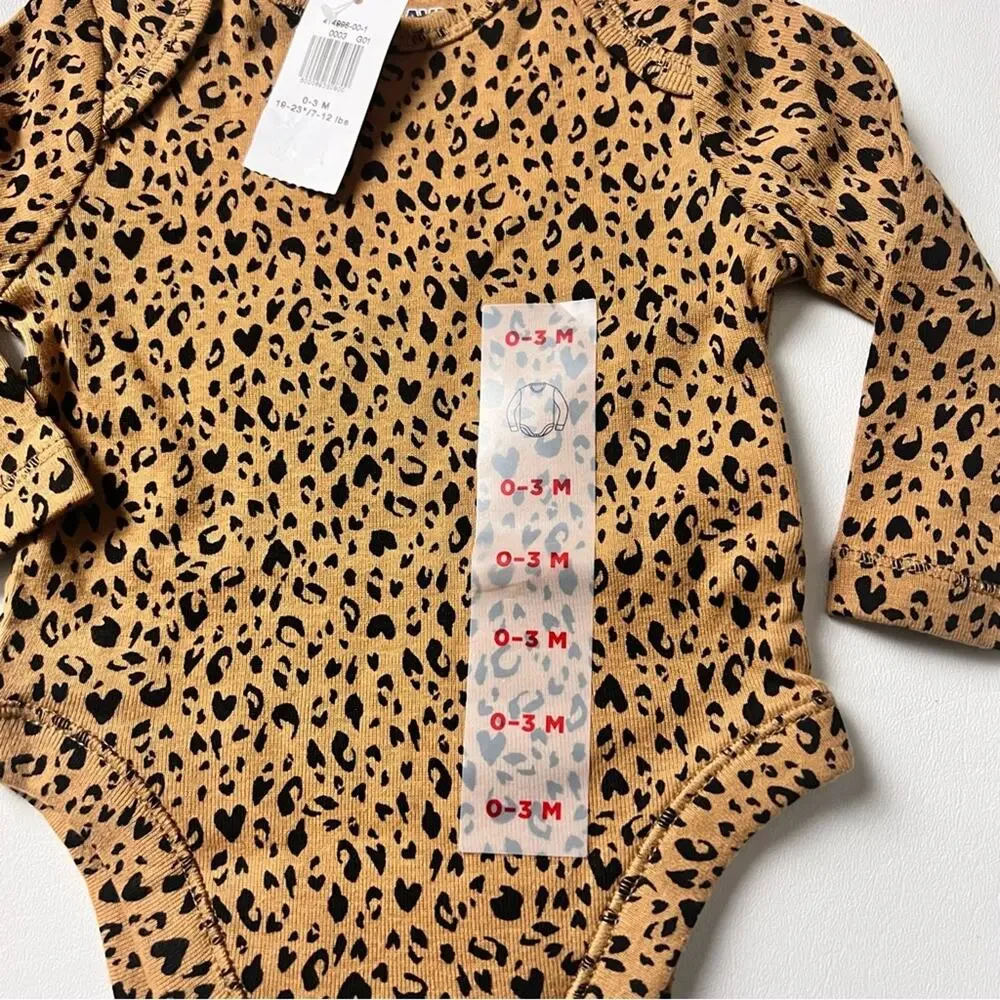 Old Navy Baby Long Sleeve Animal Print Bodysuit Sz0-3 M